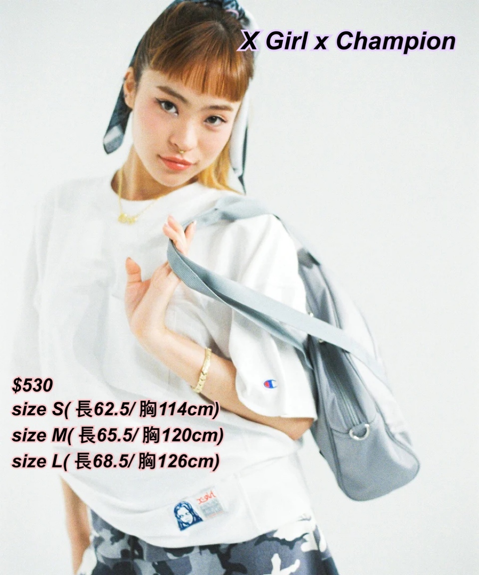 260605 X girl x Champion 背面大C logo Tee/3 色