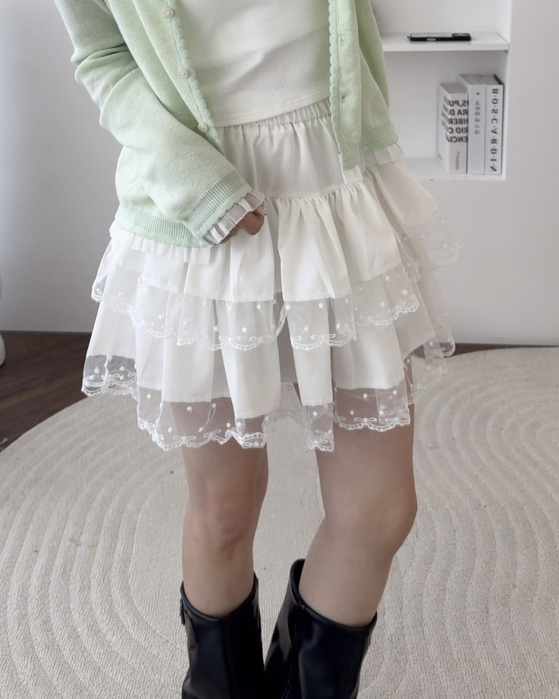 法朵Fado shop｜多層次蕾絲拼接蛋糕短裙 475B005 兩色