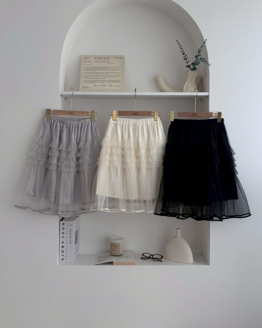 法朵Fado shop｜層次波浪網紗蛋糕裙 4335002 三色