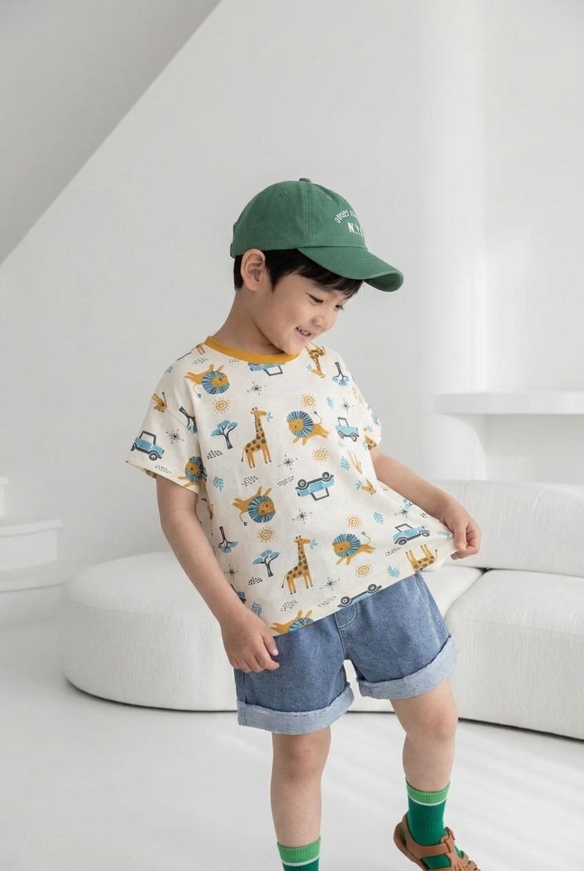 正韓夏orangemom 兩色獅子長頸鹿上衣