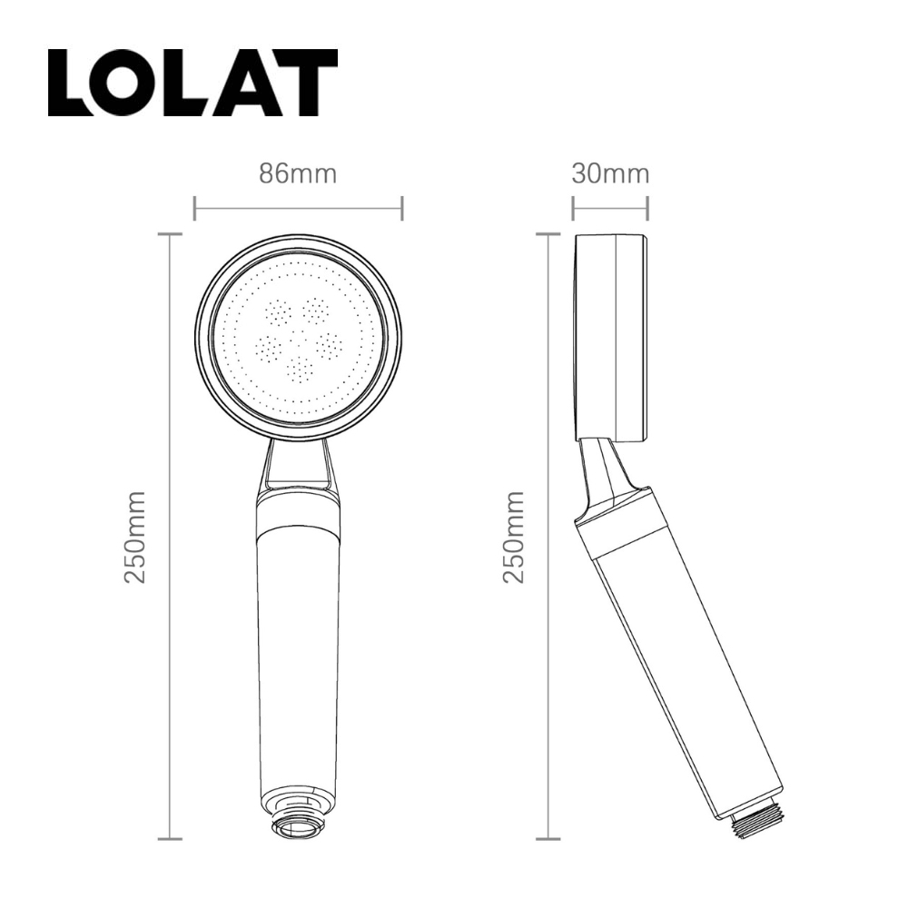 LOLAT單段雙過濾除氯蓮蓬頭-白色HS601W