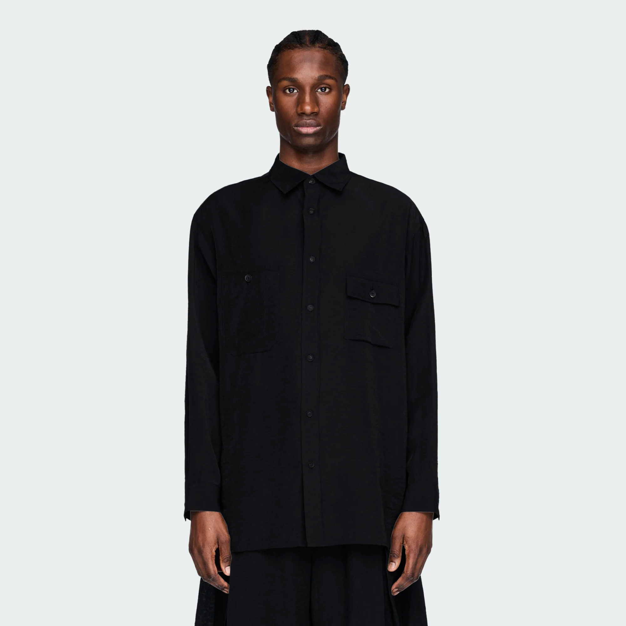 【 Y-3 M SHIRT LS BLACK 頂級平紋襯衫 - 黑 】