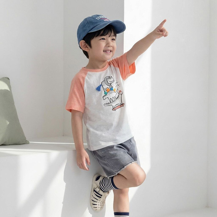 正韓夏orangemom 兩色恐龍疊疊樂上衣