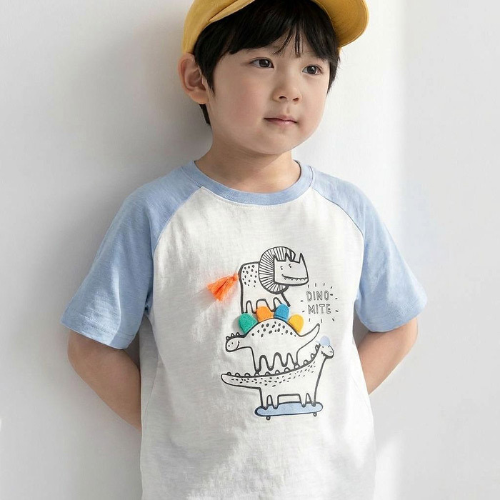 正韓夏orangemom 兩色恐龍疊疊樂上衣