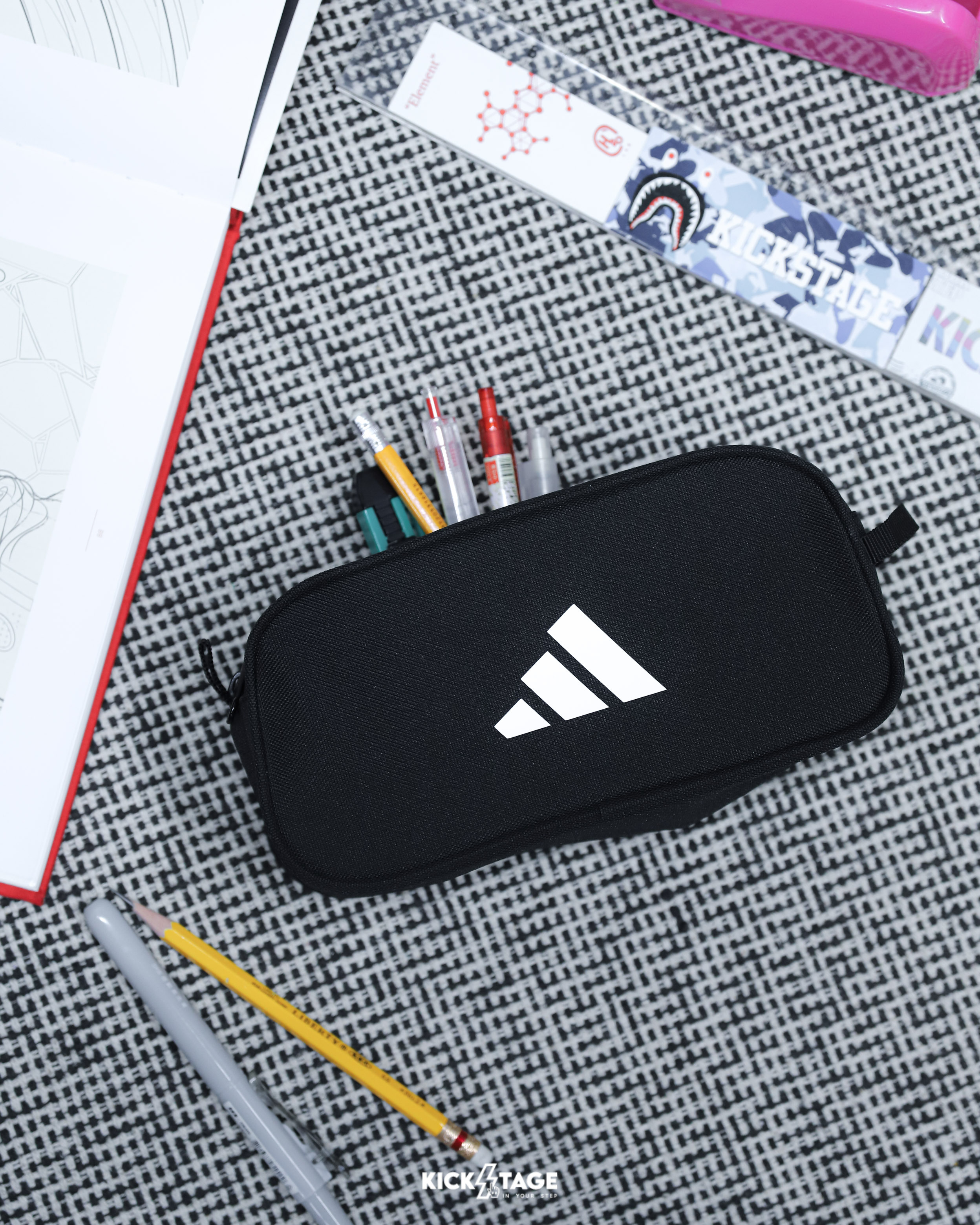 ADIDAS BAGS 黑色 手提 隨身包 盥洗包 鉛筆袋 化妝包 收納小包【JN2706】