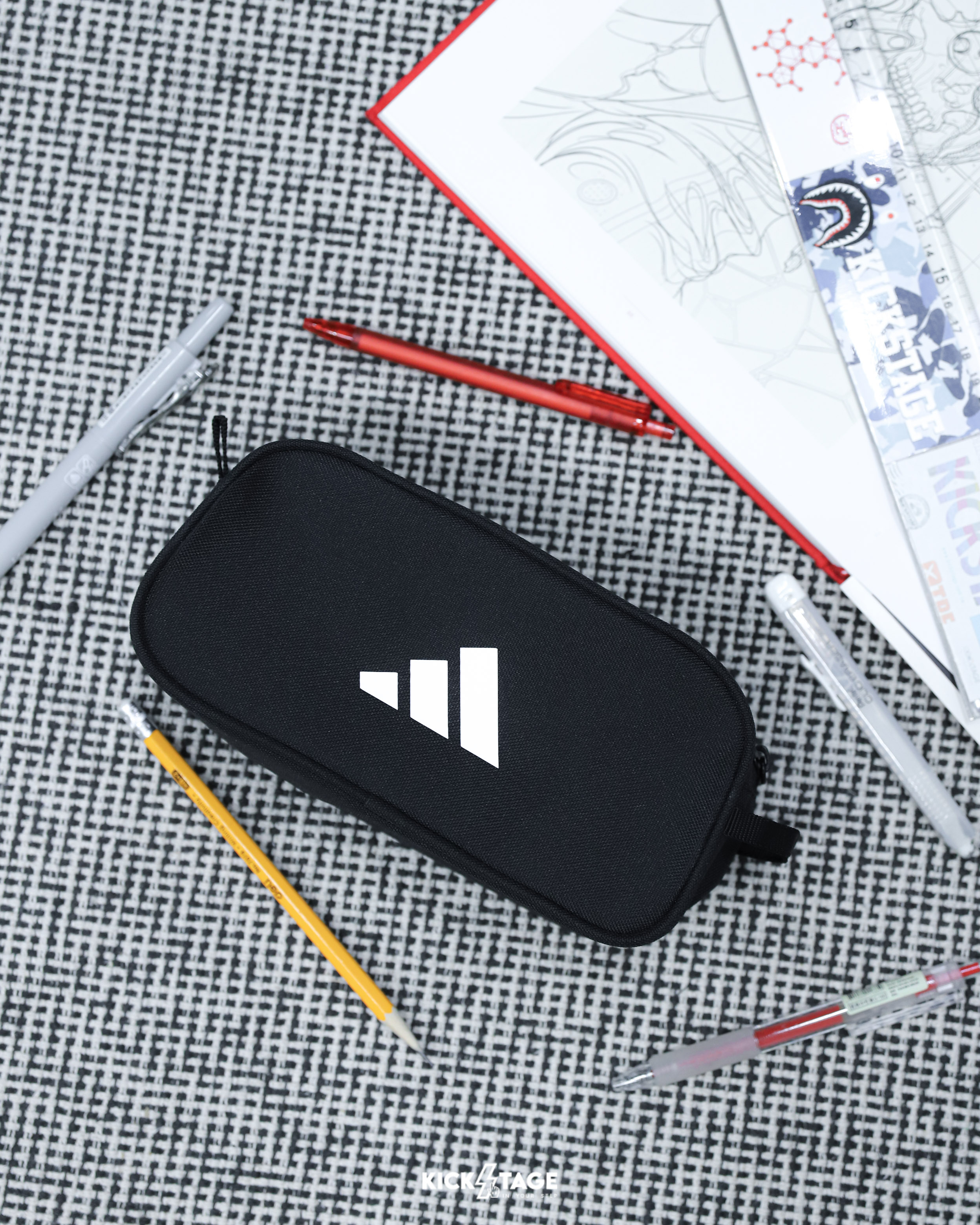ADIDAS BAGS 黑色 手提 隨身包 盥洗包 鉛筆袋 化妝包 收納小包【JN2706】