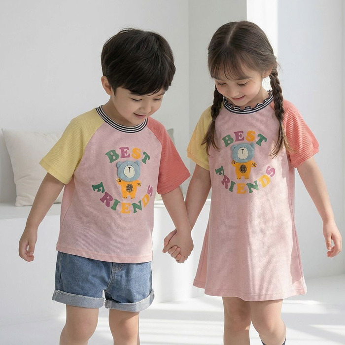 正韓夏orangemom 兩色可愛熊朋友洋裝