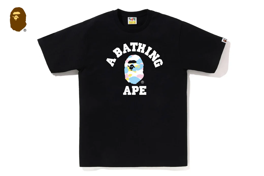 BAPE NEW MULTI CAMO COLLEGE TEE 棉花糖迷彩 猿人 001TEM301025M