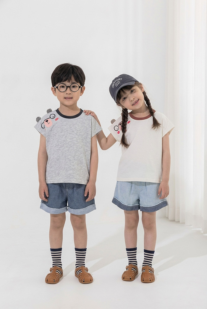 正韓夏Orangemom 兩色眼鏡熊熊上衣