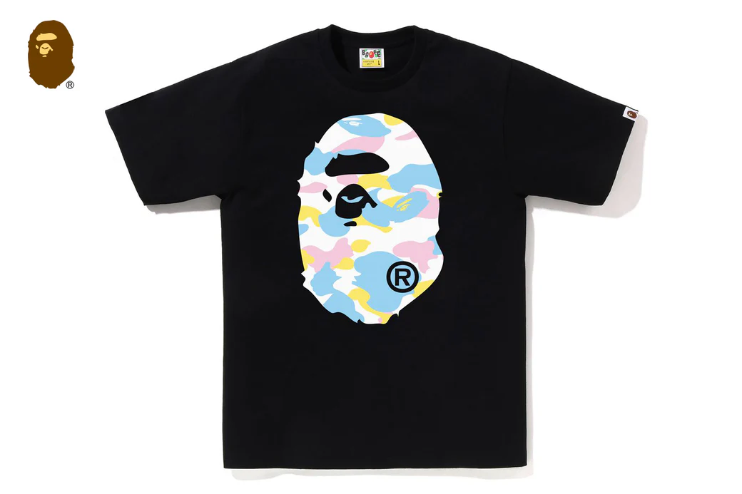 BAPE NEW MULTI CAMO BIG APE HEAD TEE 棉花糖迷彩 猿人大頭 001TEM301026M