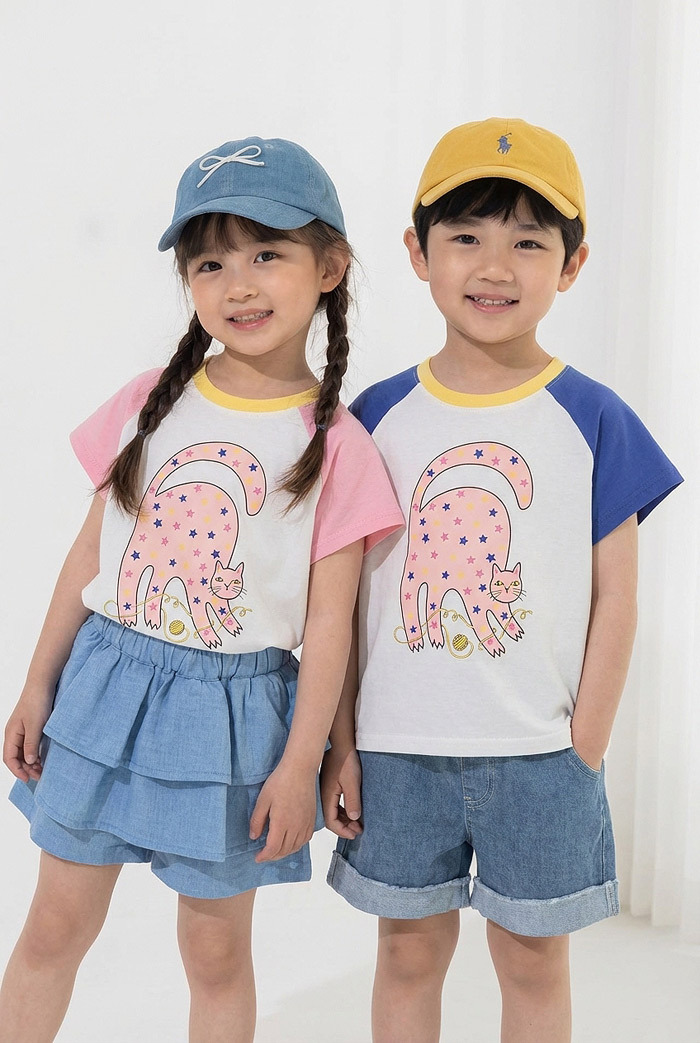 正韓夏orangemom 兩色伸懶腰貓上衣