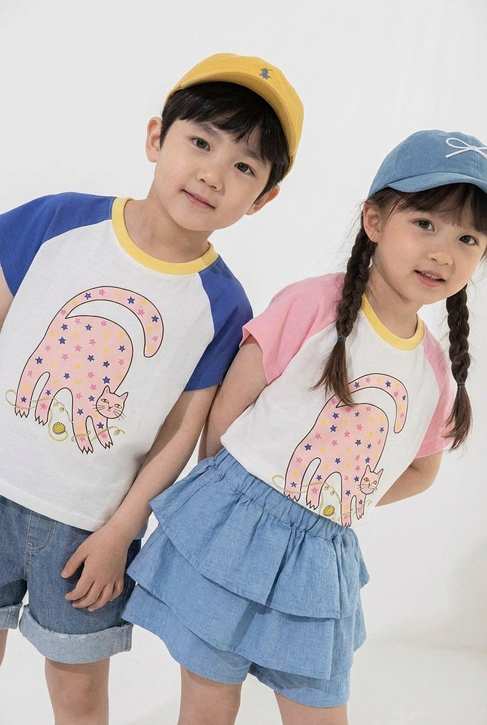 正韓夏orangemom 兩色伸懶腰貓上衣