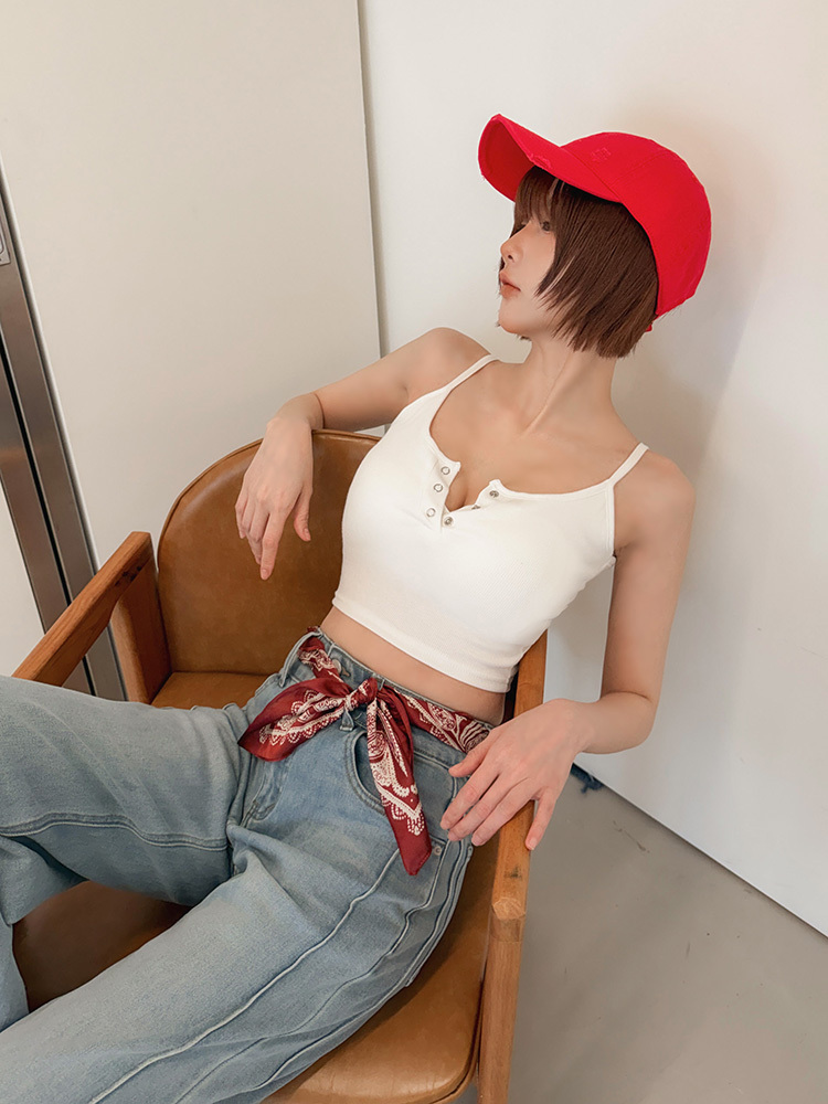 BB歐美必收 ! 排扣bratop背心 (4色，有胸墊)