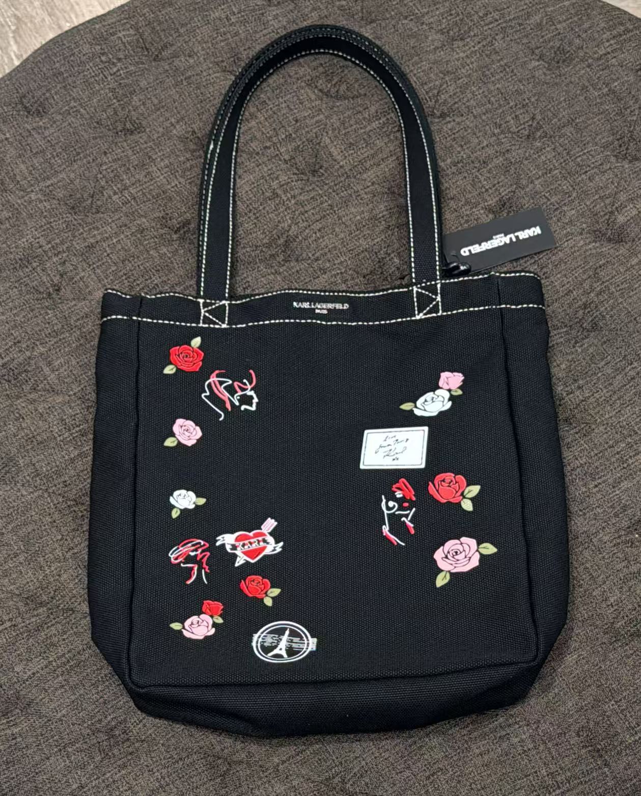 【預購】Karl Lagerfeld H050504 玫瑰托特包（黑色）