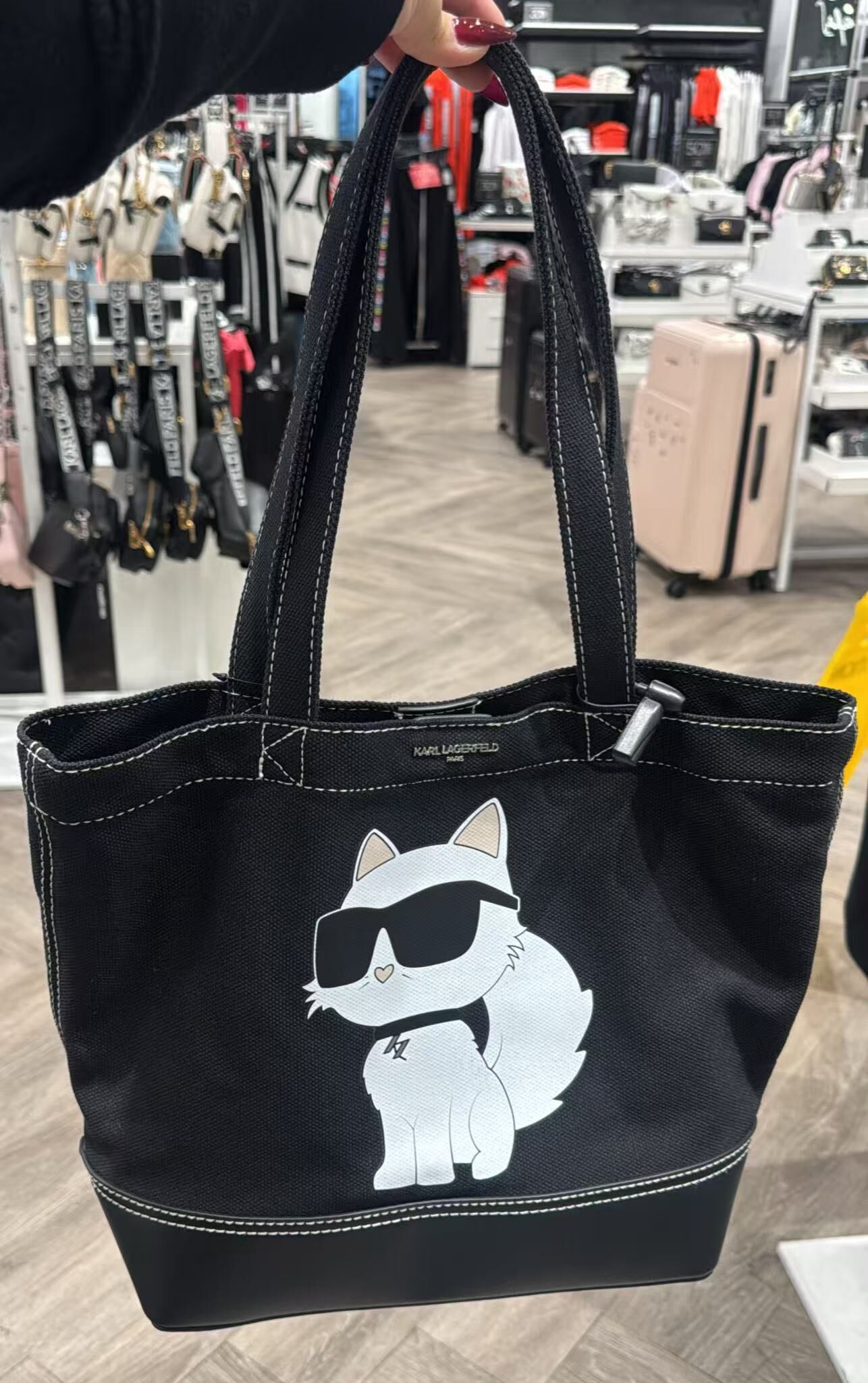 【預購】Karl Lagerfeld H050506 黑色墨鏡貓托特包