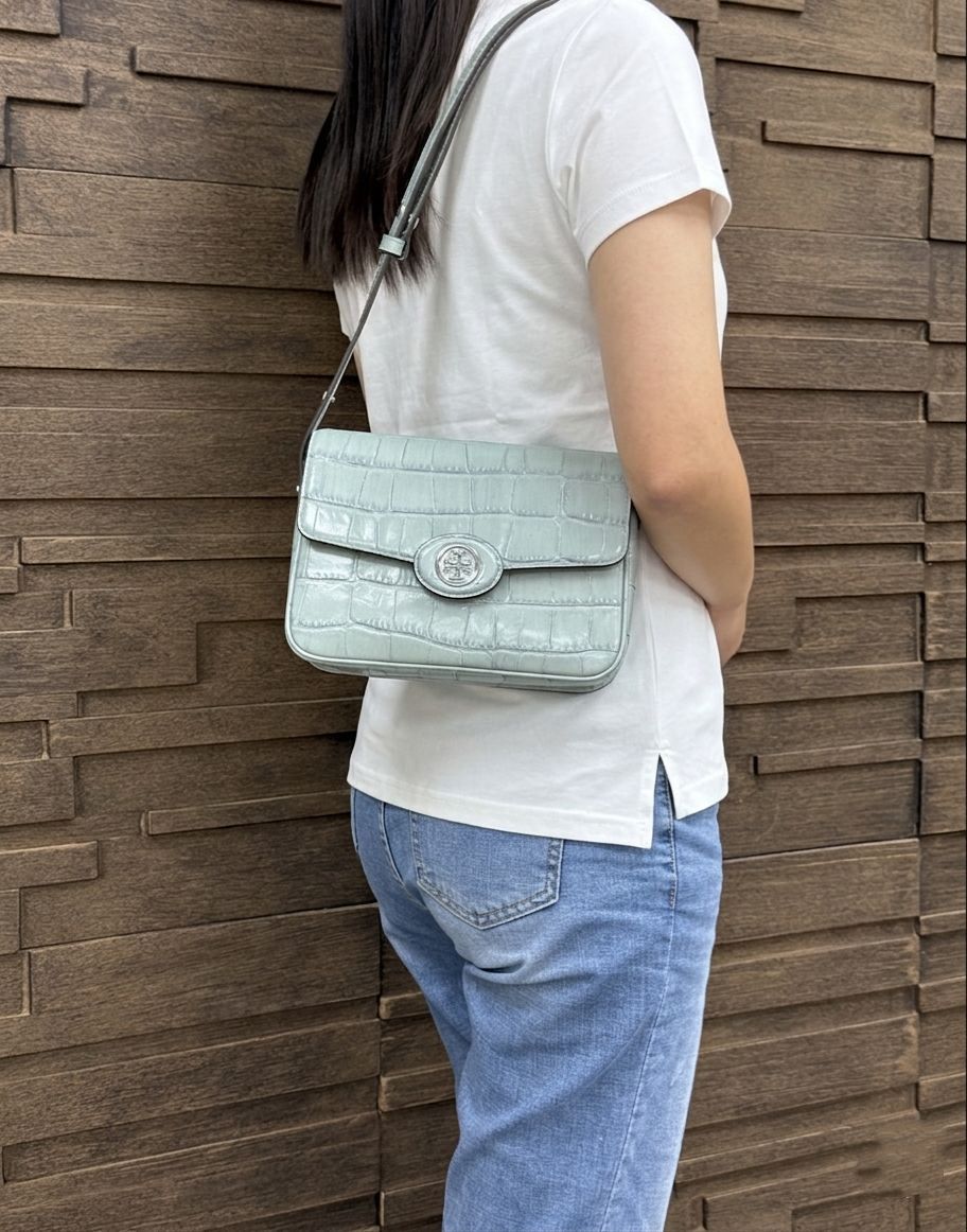 LYS01709 TORY BURCH Robinson 高級鱷魚紋淡藍色系列