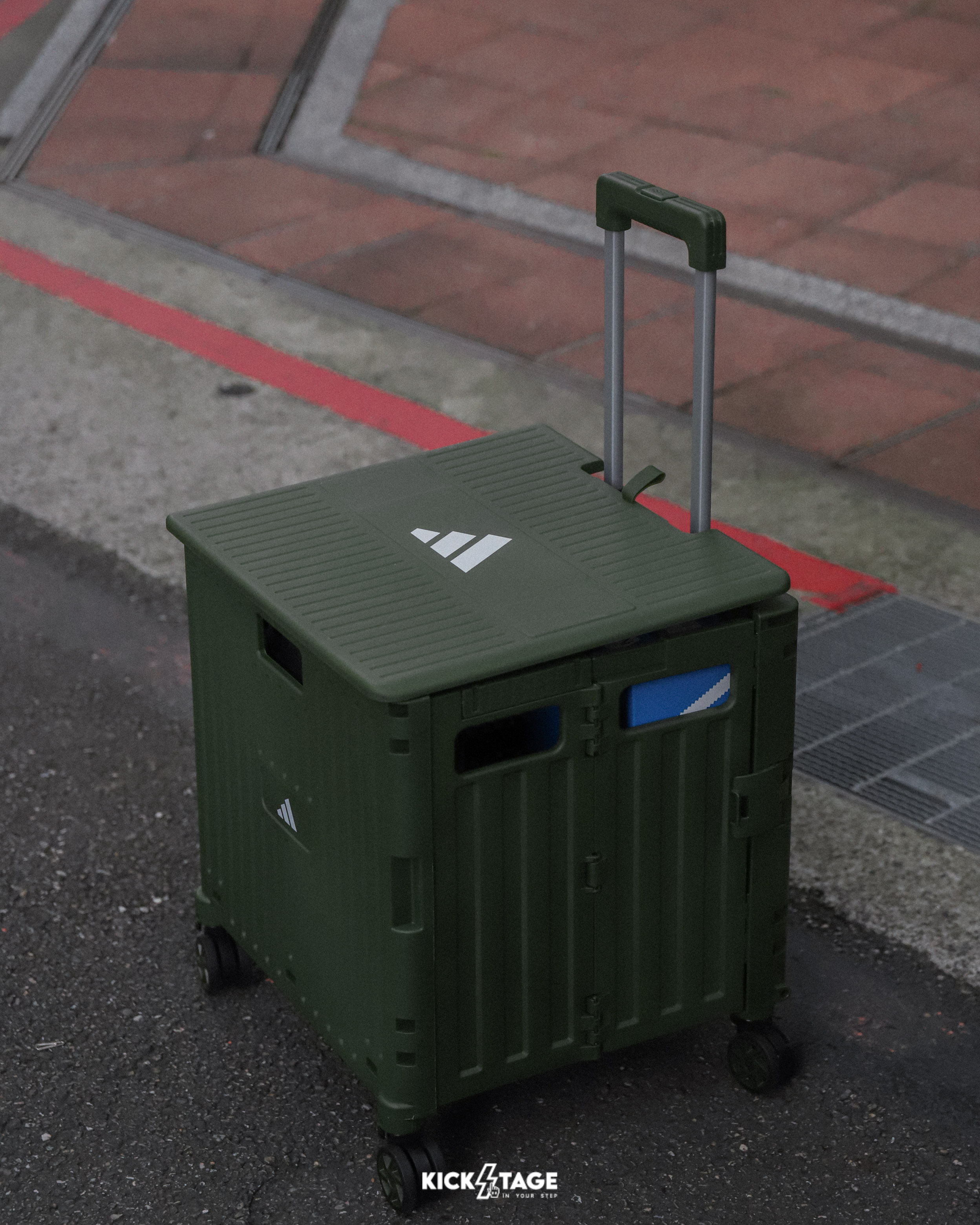 ADIDAS FOLDING CART 綠色 杯架 收納 置物 野餐 露營 多功能 摺疊 推車【ADCART】