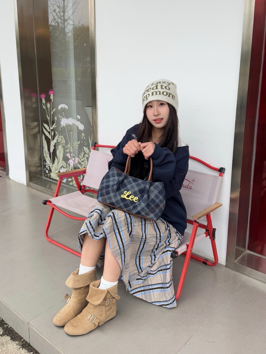 LEE 英倫風 格紋托特包