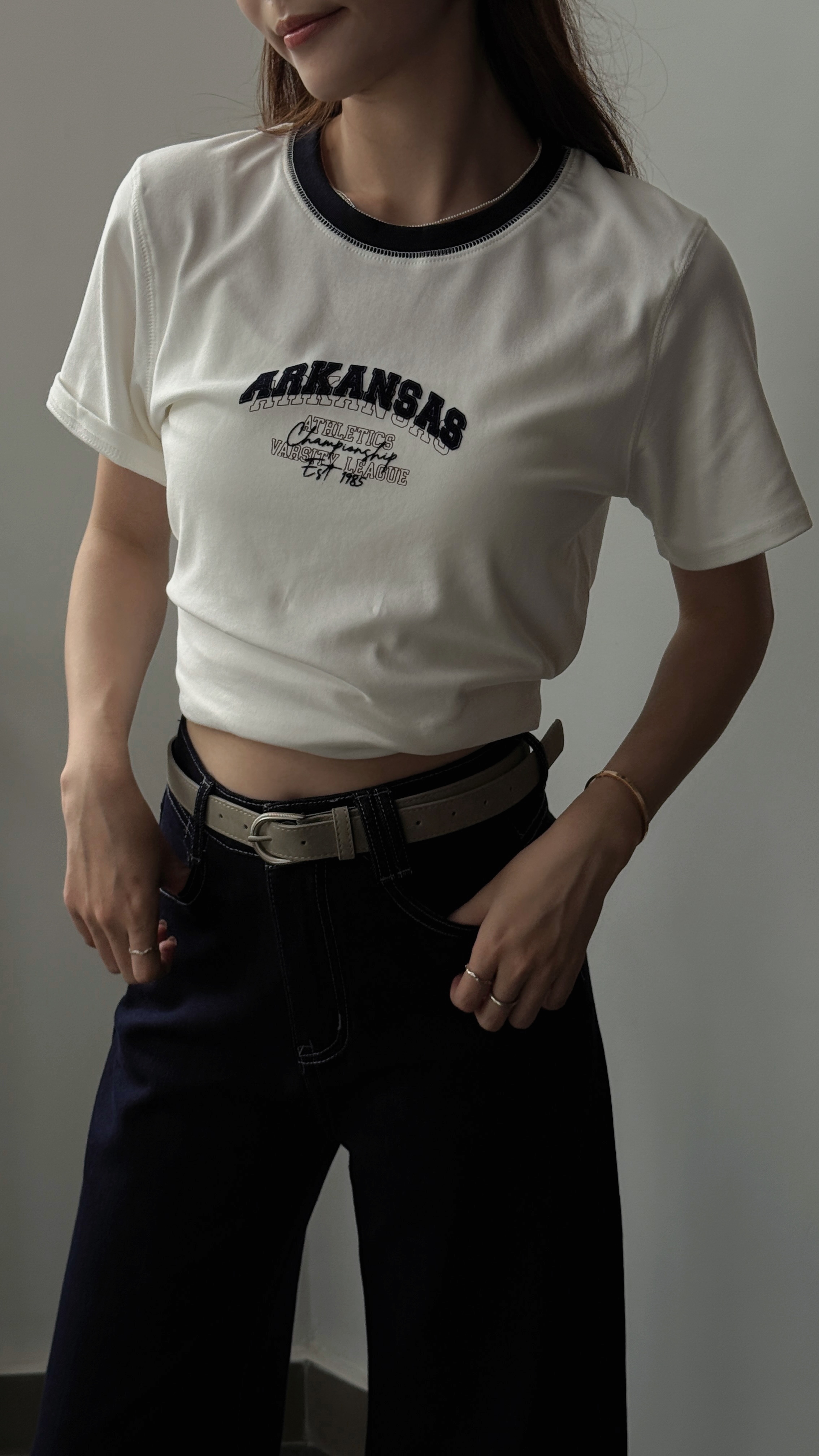 美式設計感車線TEE
