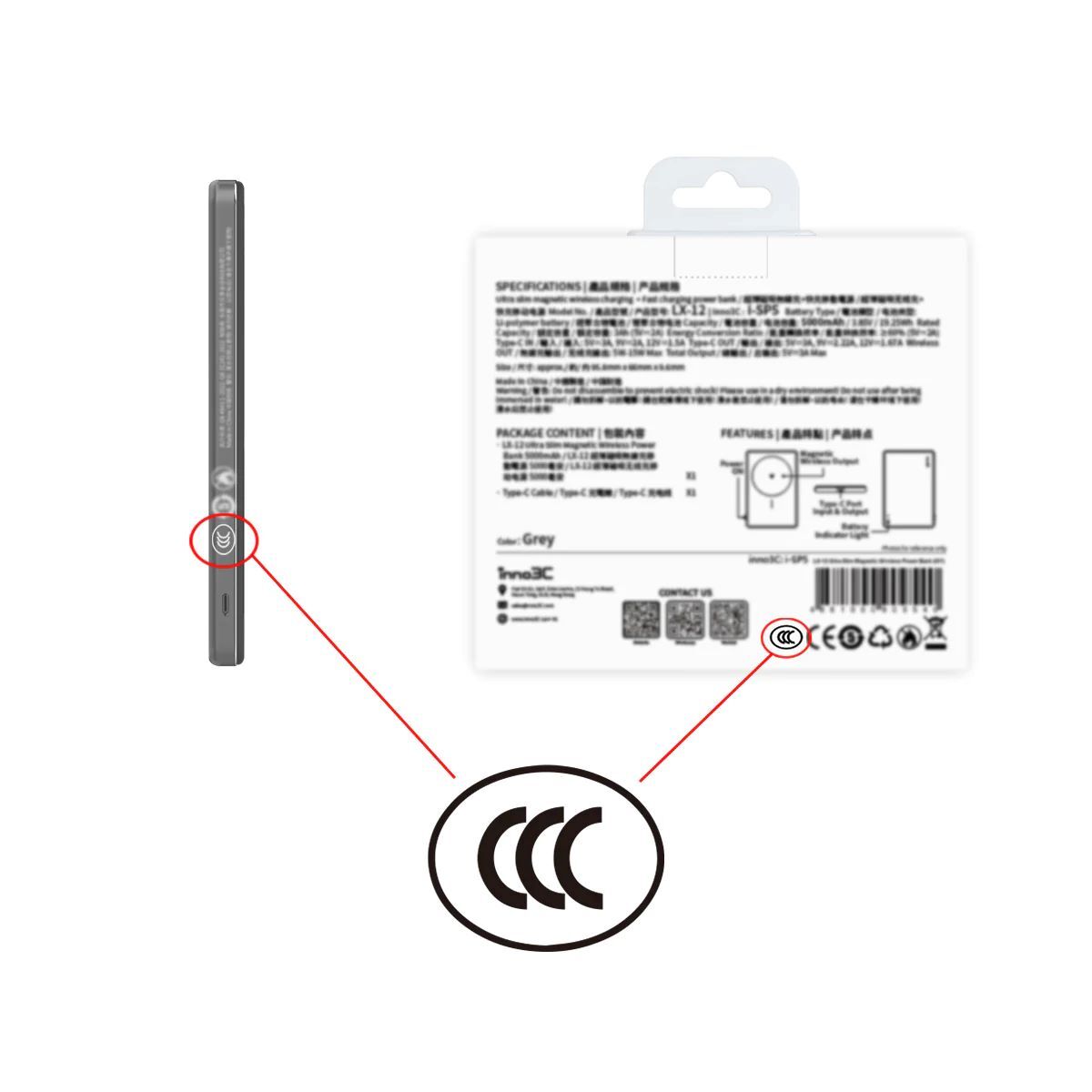 [CCC 3C 認證]  LX-12 超薄磁吸無線充行動電源 5000mAh