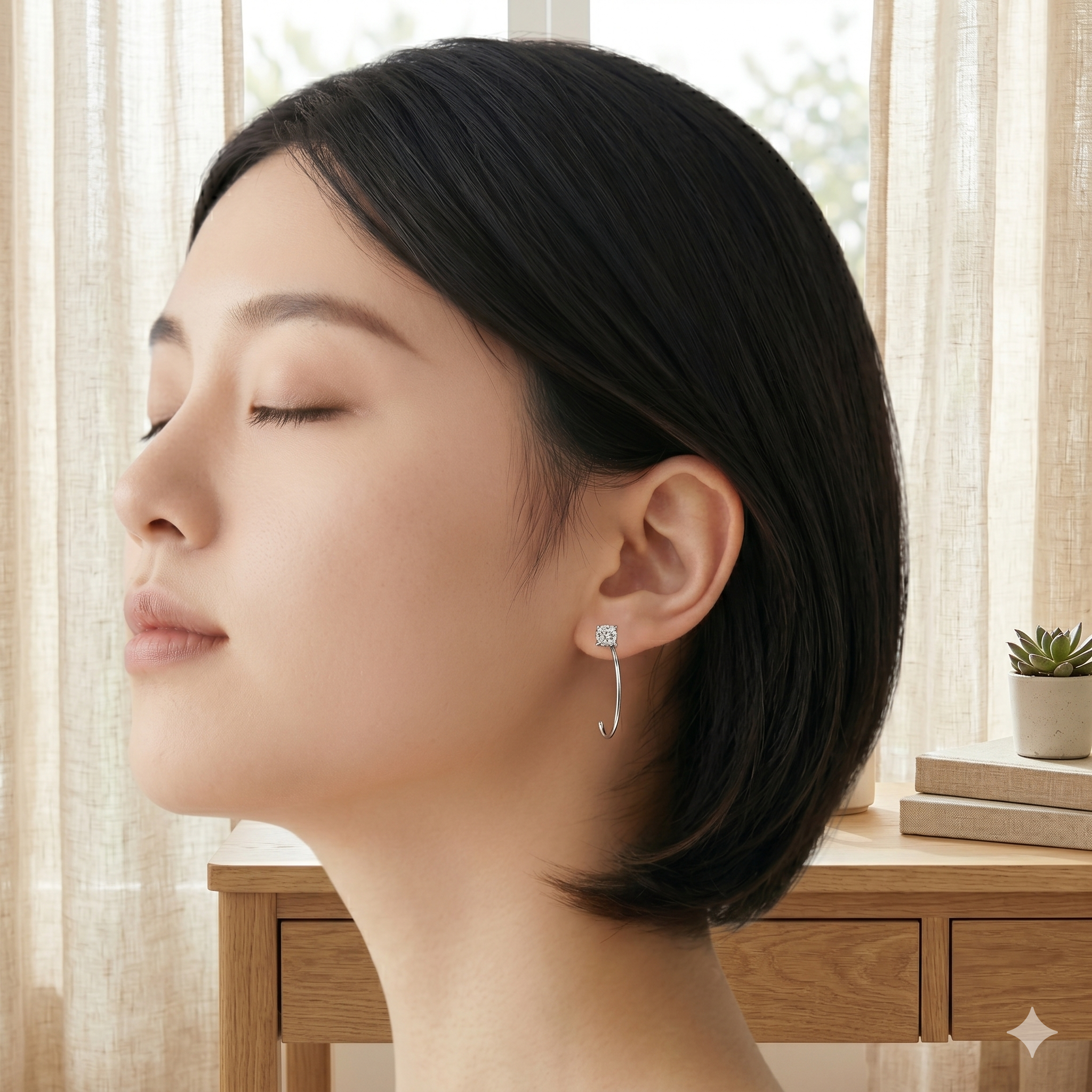 全新18K白金【主石10份鑽石】耳環