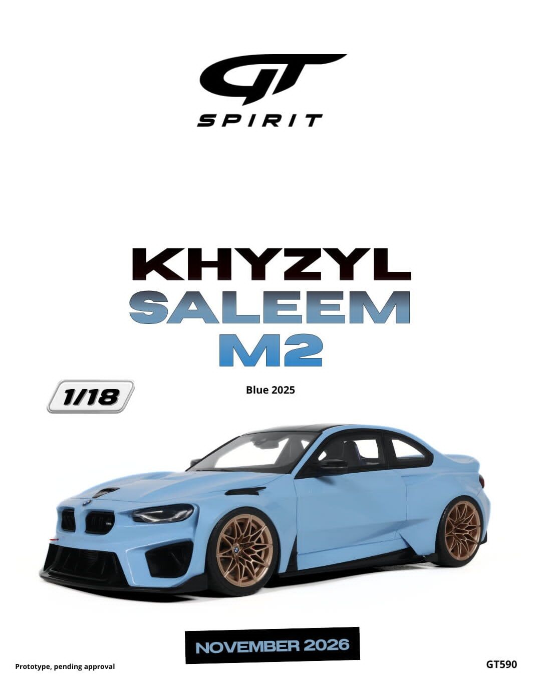 預訂 (訂金$300) (預訂價$801):1/18 GT SPIRIT KHYZYL SALEEM M2  BLUE 2025 (GT590)