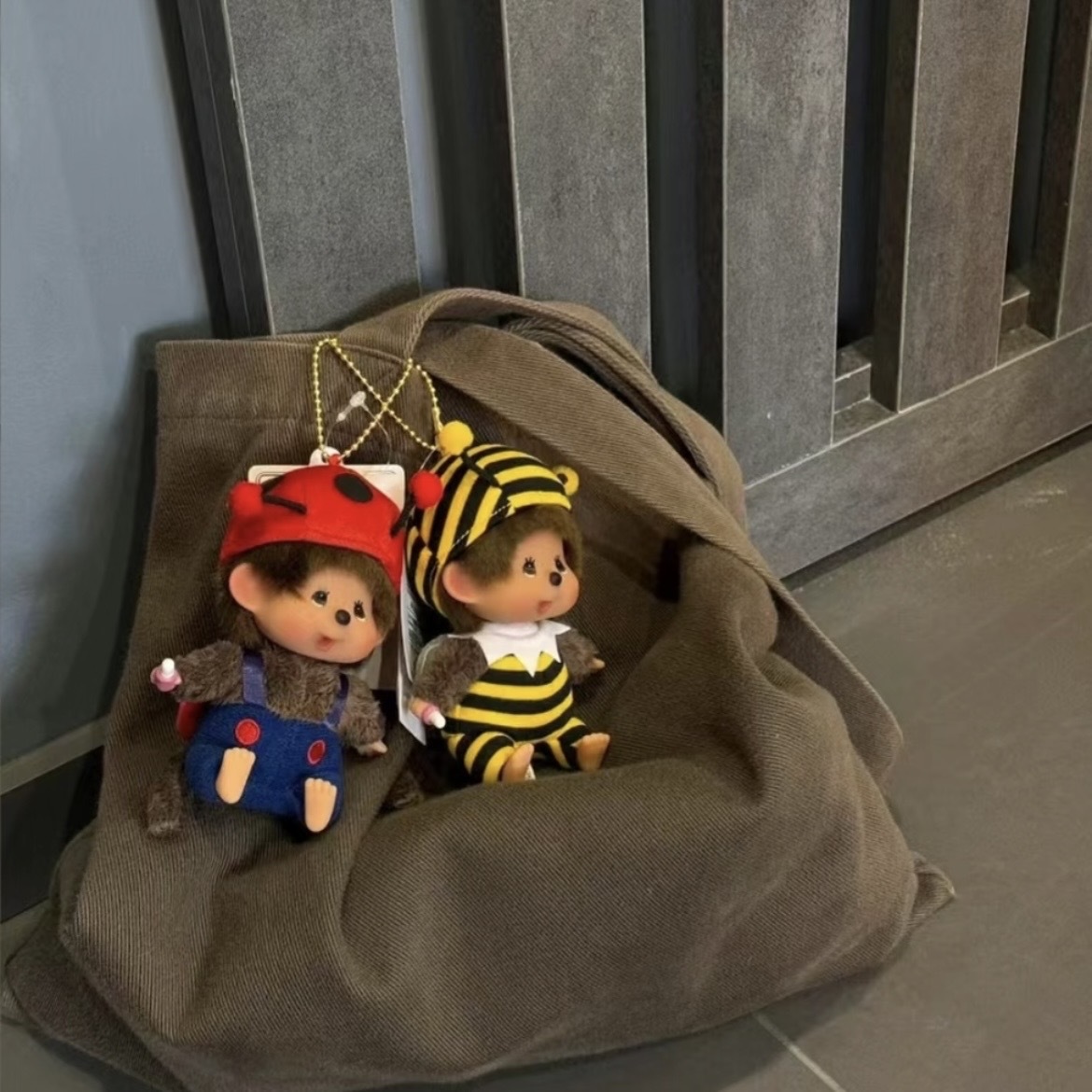 Monchhichi 蒙奇奇 蜜蜂 瓢蟲 昆蟲系列 絨毛 吊飾