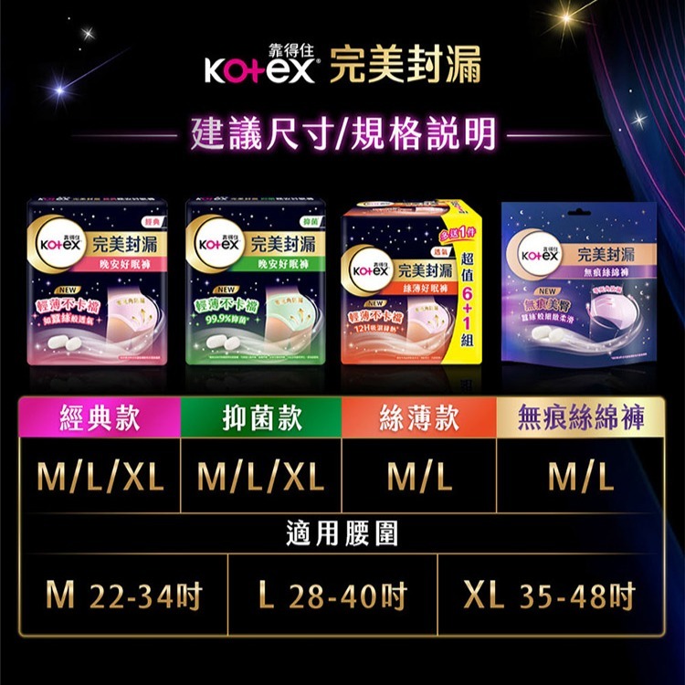 (箱購)Kotex 靠得住_晚安好眠褲_一般型 L-XL(共36片)