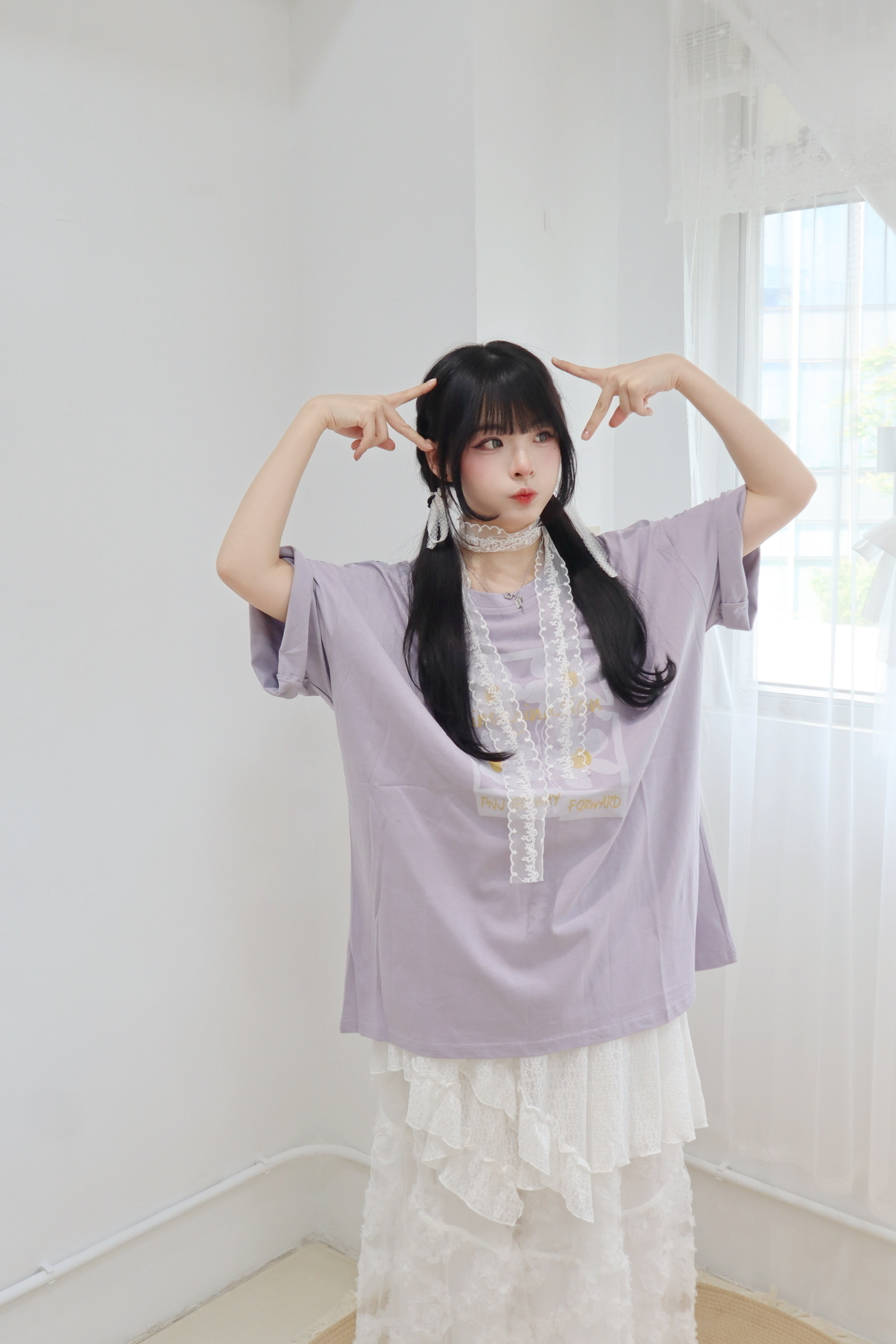 隨性風~小雛菊印花寬鬆 T-shirt上衣 三色入