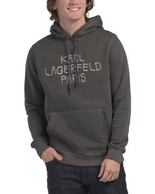 【預購】KARL LAGERFELD H050552 胸口大刺繡 Logo 連帽衛衣