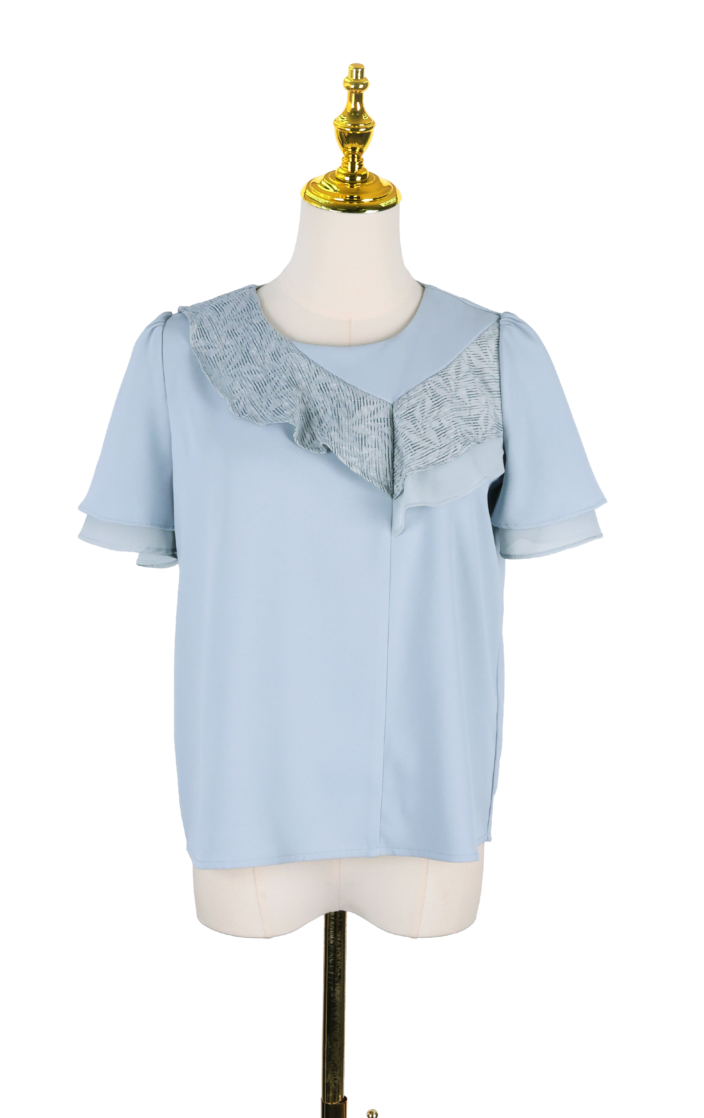 Layered Frill Neck Textured Top SH0415