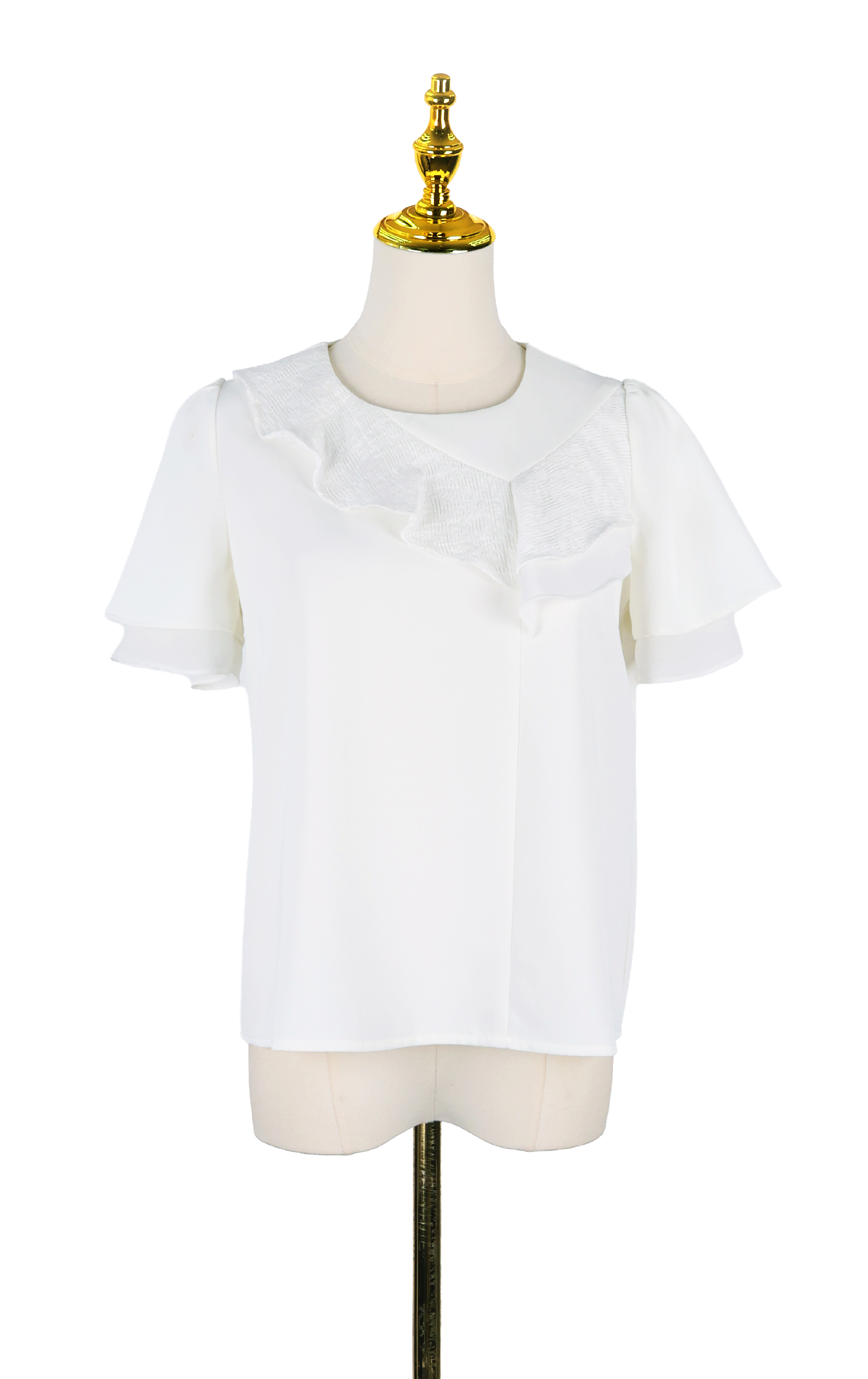 Layered Frill Neck Textured Top SH0415