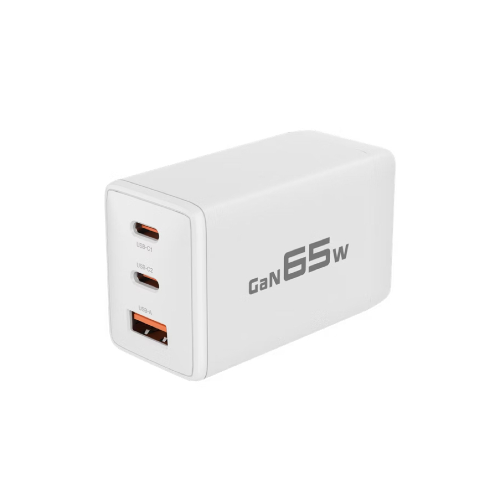〔PDC65WT​〕65W 2C1A 充電器｜三孔 雙USB-C、USB-A 65W PD快充