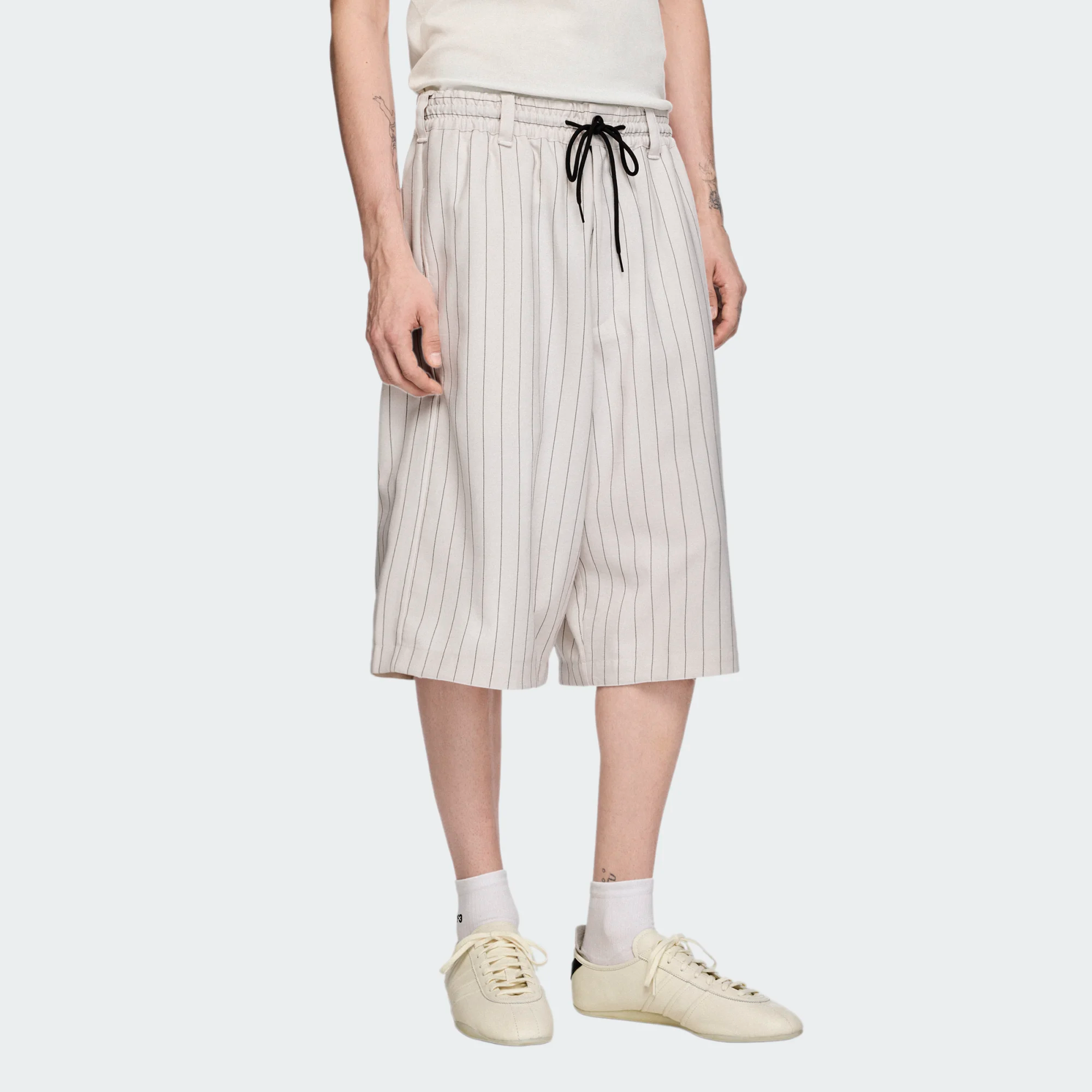 【 Y-3 PS SU SHORT 直條紋短褲 - 杏色 】