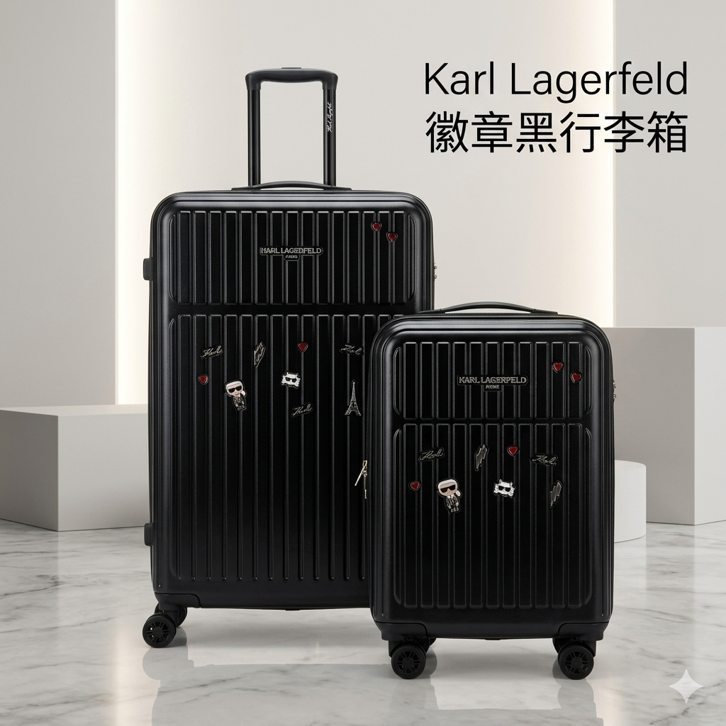 【預購】Karl Lagerfeld H050509 徽章黑行李箱