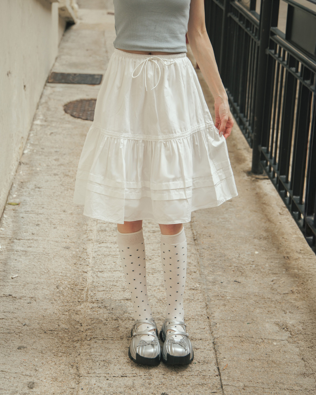 Plain-faced drawstring mini skirt【03010954】in stock+pre-order