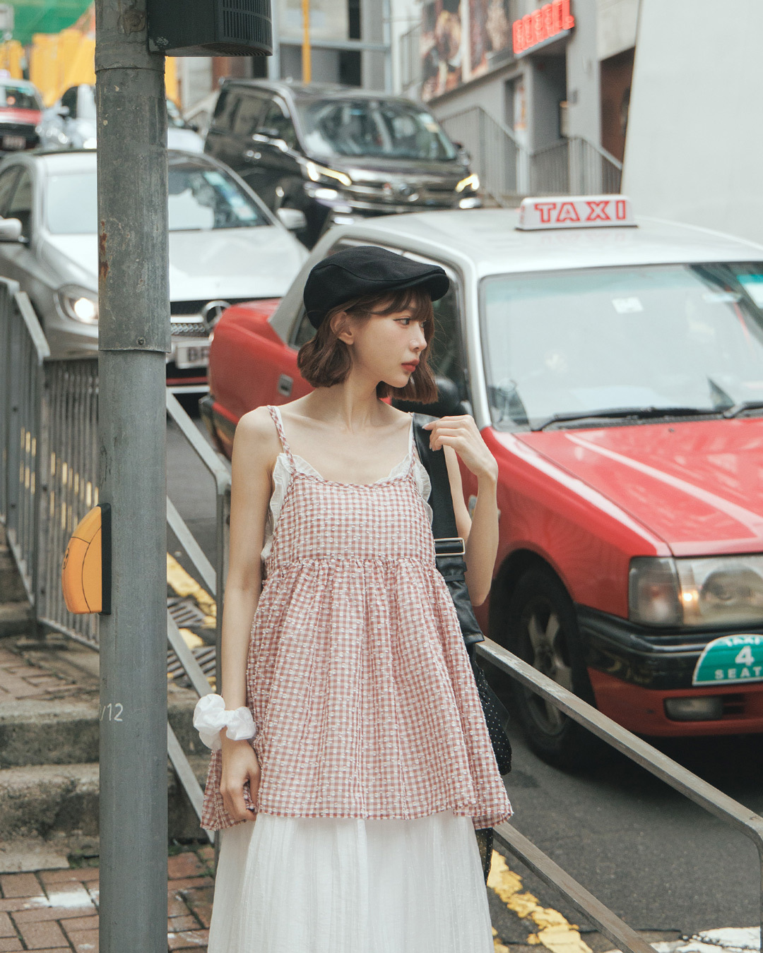 Color-blocked plaid jacquard spaghetti strap cover-up vest, available in three colors【01099510】in stock+pre-order