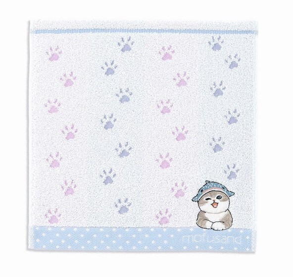 Mofusand 刺繡 手帕 Towel 腳印系列 藍