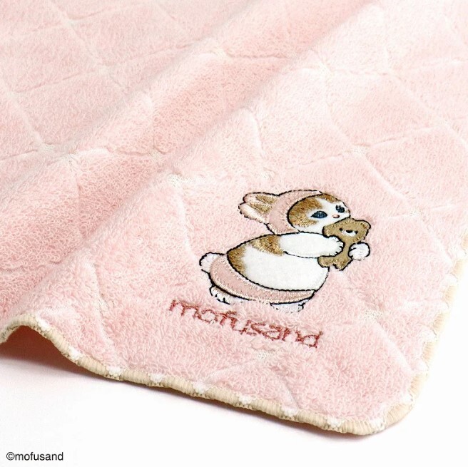 Mofusand 刺繡 手帕 Towel (閃亮十字系列 粉色)