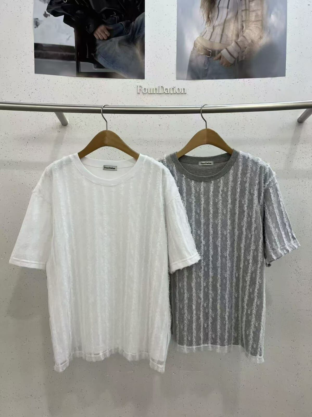 FD6206 拼蕾絲直紋造型Tee