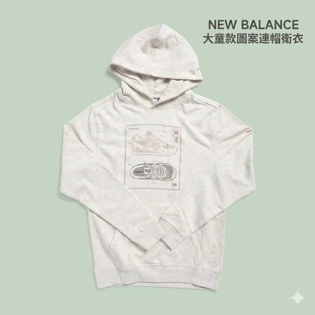 【預購】NEW BALANCE H050548 大童款圖案連帽衛衣