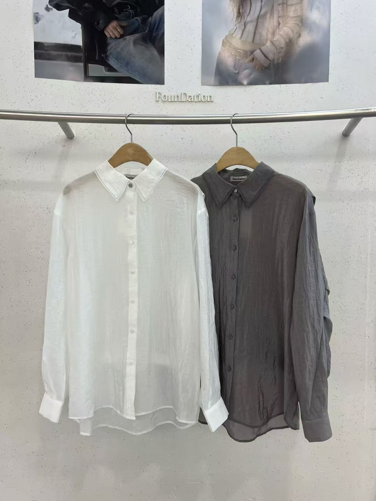 FD6214 肌理感皺皺翻領長襯衫