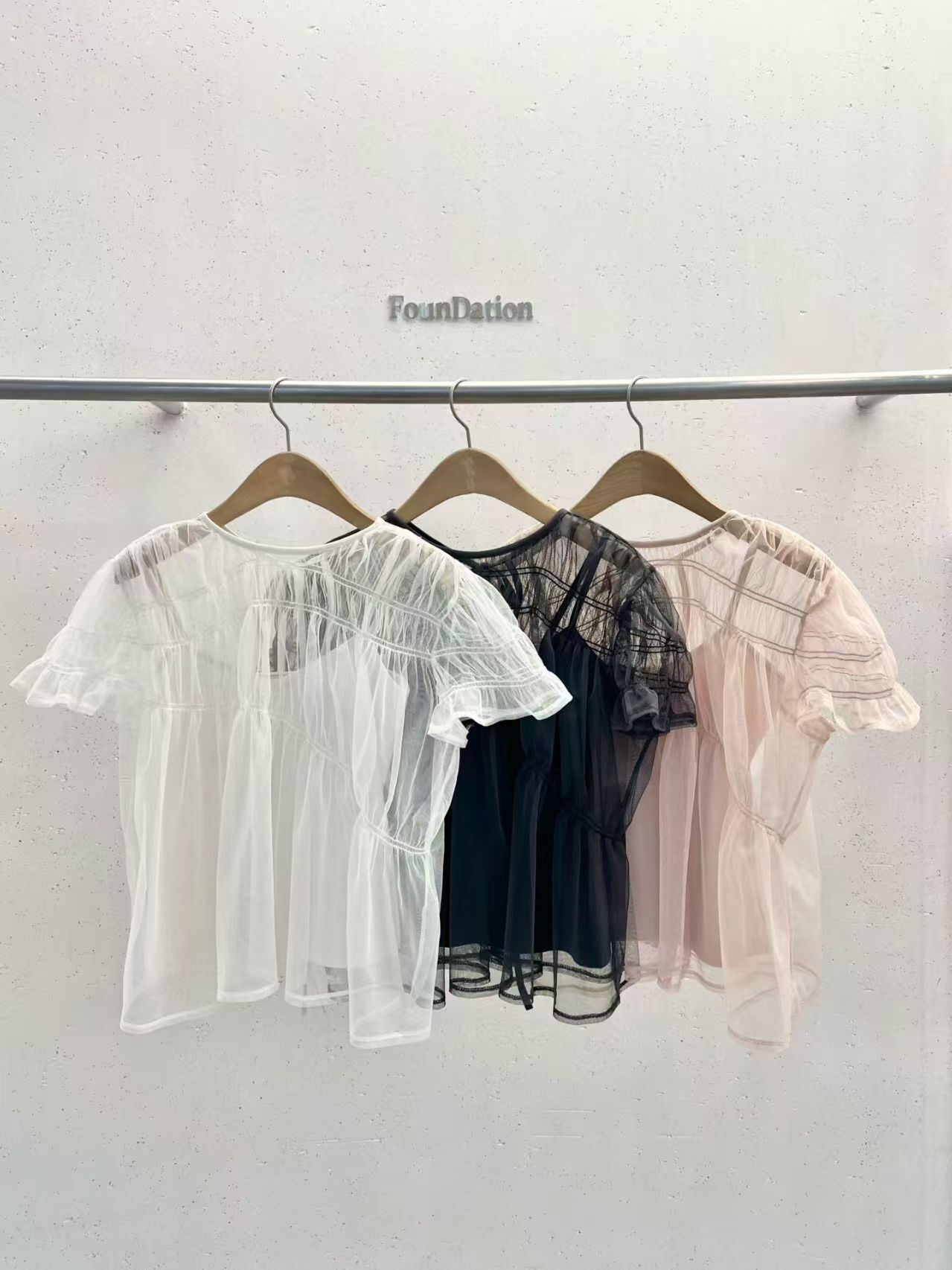 FD6218 日系泡泡紗肩帶荷葉Tee