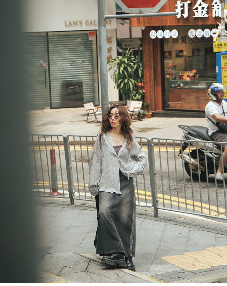 Plaid button-down hooded tie-up long-sleeved top, available in two colors.【01099749】in stock+pre-order