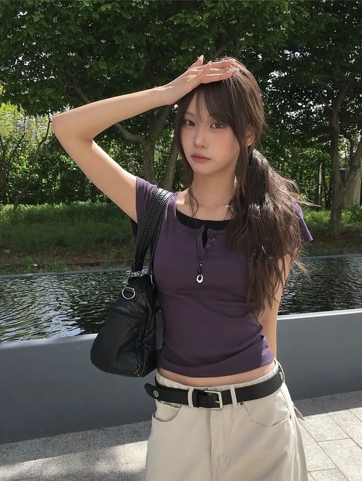 【優惠價預訂】KOREA DION BUTTON SHORT-SLEEVED T-SHIRT（6色）