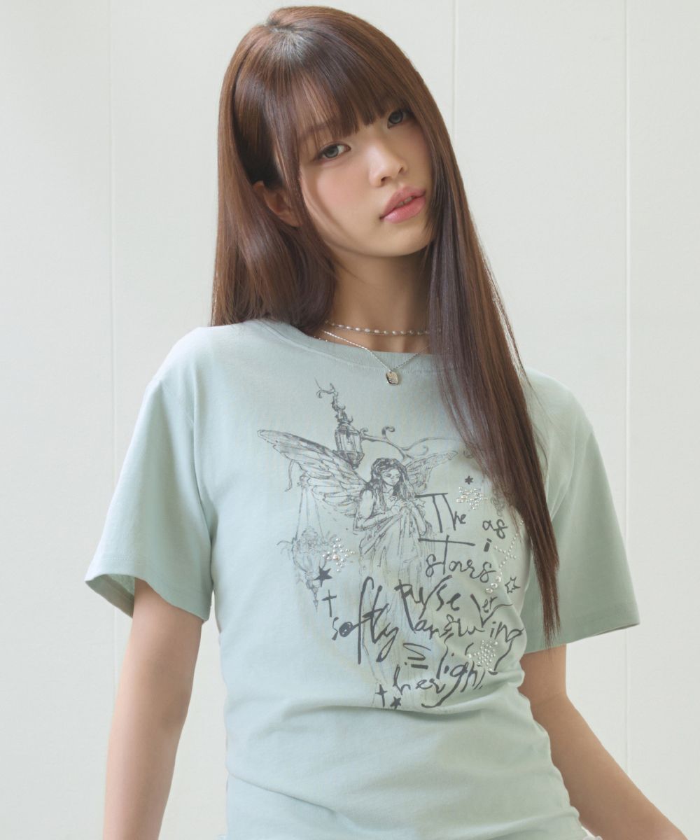 LUVISTRUE 天使印花短T 綠色 5010477341