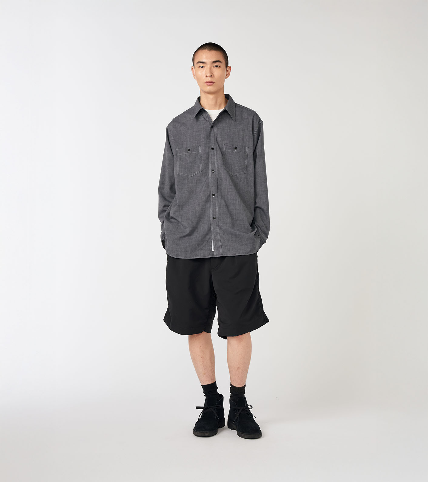 nanamica ALPHADRY DOUBLE PLEAT SHORTS - BLACK