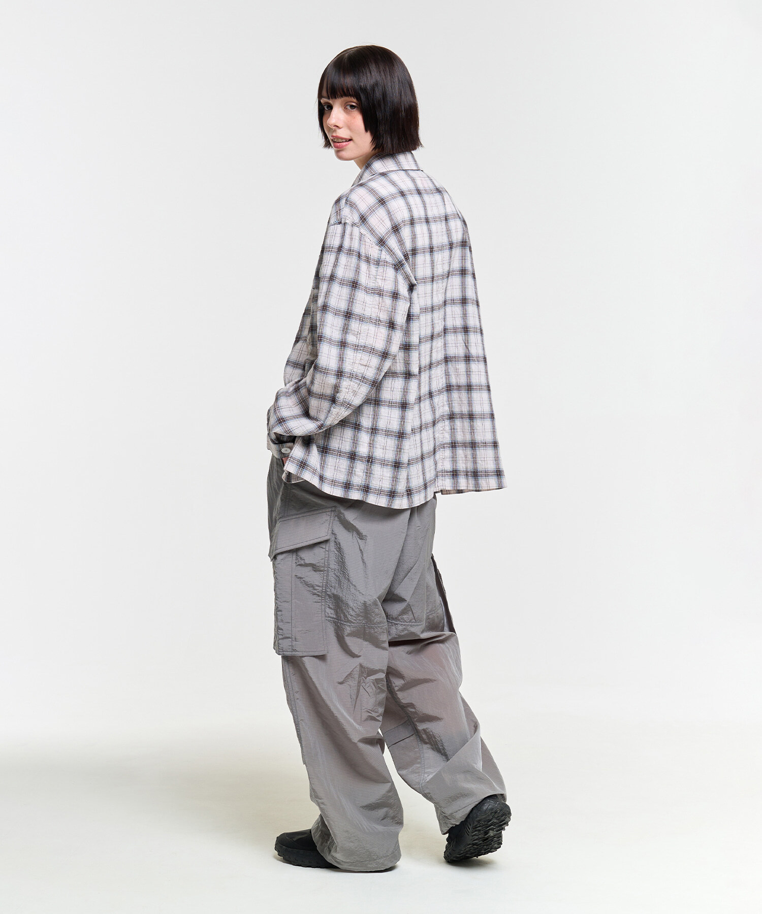 AECA RIPSTOP CARGO NYLON PANTS GREY AW2602PT02GR