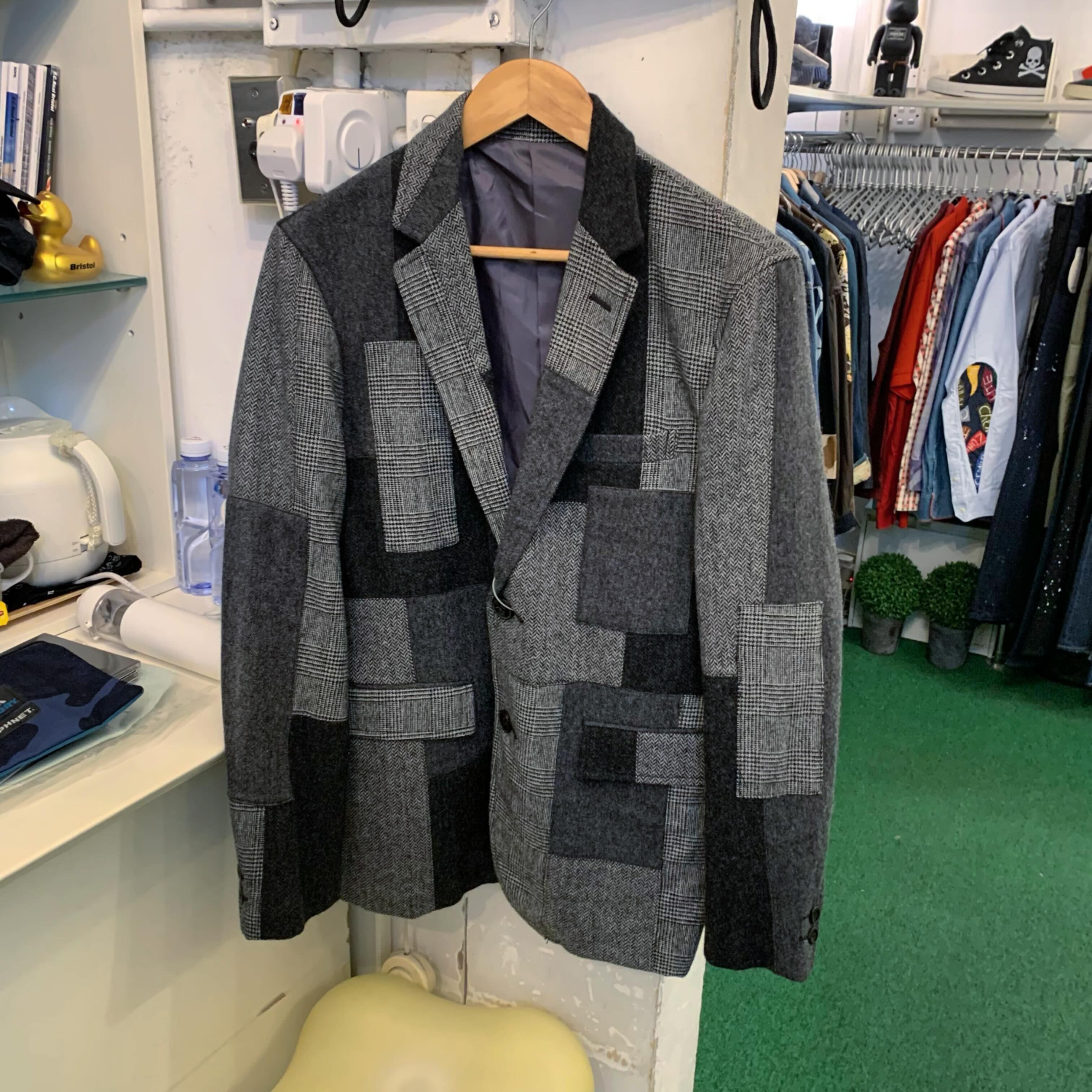 LAST SALE : BEAMS TOKYO PATCHWORK WOOL BLAZER - GREY SIZE L IN STOCK NOW (現貨發售中)