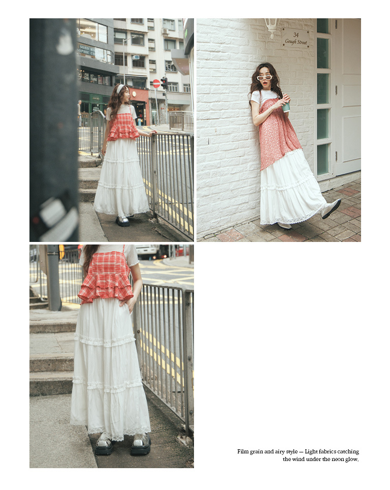 Lace-trimmed ruffled cake dress, available in two colors.【03021723】in stock+pre-order